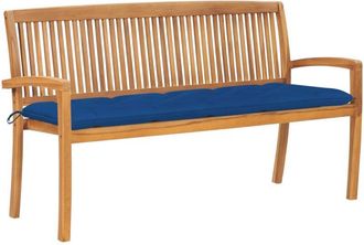 vidaXL Banco De Jard&iacute;n Apilable Y Coj&iacute;n Madera Maciza De Teca 159 Cm Vidaxl