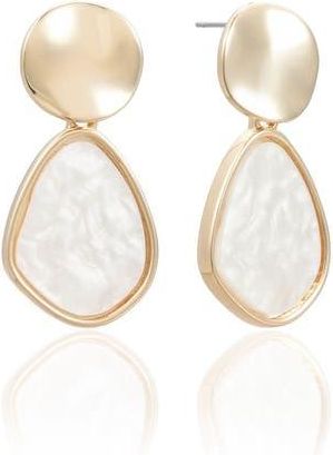 Ettika Pearl Secret Mother-of-Pearl Drop Earrings in White/Gold at Nordstrom Rack