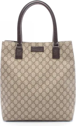 Gucci Beige Brown Gg Plus Leather Handbag Tote Bag (Pre-Owned)