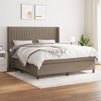 vidaXL Cama Box Spring Con Colch&oacute;n Tela Gris Taupe 160x200 Cm Vidaxl