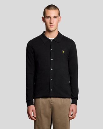 Lyle & Scott Mens Cotton Knitted Shirt - Black - Size X-Large