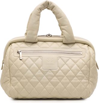 Chanel Pre-owned Womens Quilted Caviar Coco Cocoon Bowler Bag - Ivory Leather - One Size