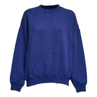 Polo Ralph Lauren Sweatshirts, female, Blue, Size: XS Felpa girocollo manica lunga