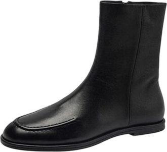 Generic Womens Genuine Leather Flat Ankle Boots Winter Fashion Knight Riding Short Boots