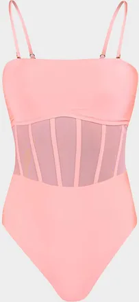 Sunshine 79 Solid Mesh Bandeau One-Piece Swimsuit