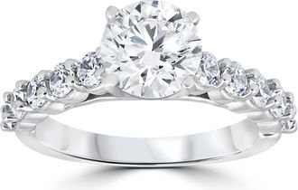 Pompeii3 Diamond Engagement Ring 2 1/2Ct Round Cut Solitaire 14K White Gold Lab Grown