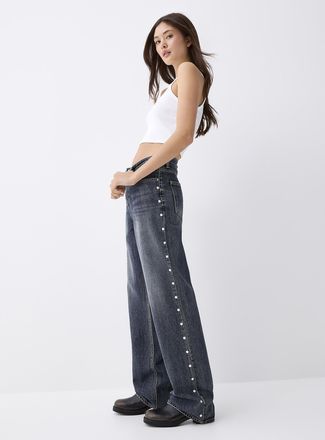 Twik Womens Silvery studs straight-leg jean