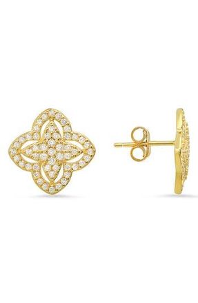 Queen Jewels Sterling Silver CZ Pavé Stud Earrings in Gold at Nordstrom Rack