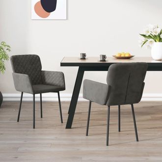 vidaXL Sillas De Comedor 2 Unidades Terciopelo Gris Oscuro Vidaxl