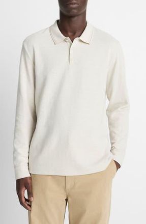 Vince Heathered Double Face Long Sleeve Polo in H Blanco/Terrapin at Nordstrom Rack, Size Xx-Large
