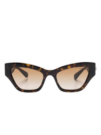 Swarovski cat-eye frame sunglasses - women - Swarovski Crystal/Acetate - 53 - Brown