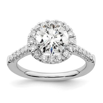Diamond2Deal 14K White Gold 1/2 Ct Lab Grown Diamond Round Halo Engagement Ring