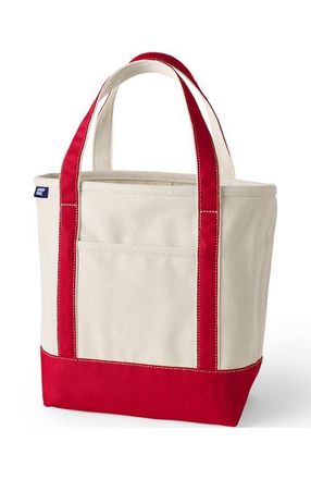 Lands End Open Top Canvas Tote Bag in Natural/heritage Red at Nordstrom, Size X-Large