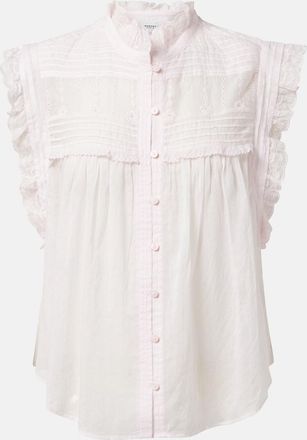Isabel Marant Dersia embroidered ruffled cotton blouse