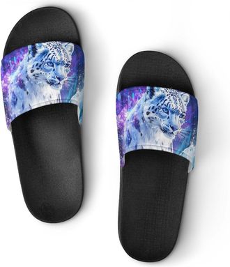 Generic Leopard Watercolor Shower Shoes Slipper for Women Men Beach Slippers Quick Drying Non Slip Open-Toe Sandals