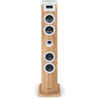 Thomson Tour Haut-parleur - Thomson - Blanc/bois - Bluetooth/cd/usb/sd, 60w, Radio Fm, T&eacute;l&eacute;commande, Alim. 230v