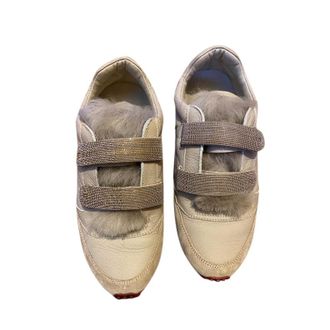 Brunello Cucinelli Sneakers with Fur Tongue & Monilli Bead Straps Size 37.5