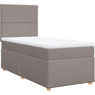 vidaXL Cama Box Spring Con Colch&oacute;n Tela Gris Taupe 90x190 Cm Vidaxl