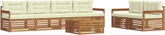 vidaXL Conjunto De Sof&aacute;s De Exterior 7 Uds. Natural Y Crema Vidaxl