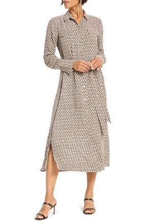 Nic+Zoe Juni Long Sleeve Midi Shirtdress in Neutral Multi at Nordstrom Rack, Size Medium