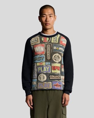 Lyle & Scott Fruit Machine Graphic Jumper - Marineblauw
