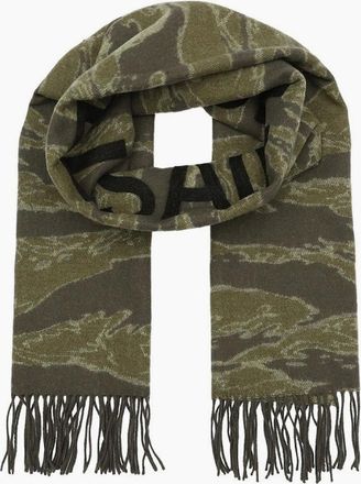 AllSaints Allsaints Womens Nova Camo Oblong Scarf with Logo - Olive Camo - Size: ONE size