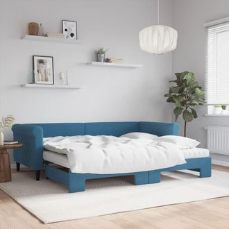 vidaXL Vidaxl - Sof&aacute; Cama Nido Con Colch&oacute;n Terciopelo Azul 90x200 Cm