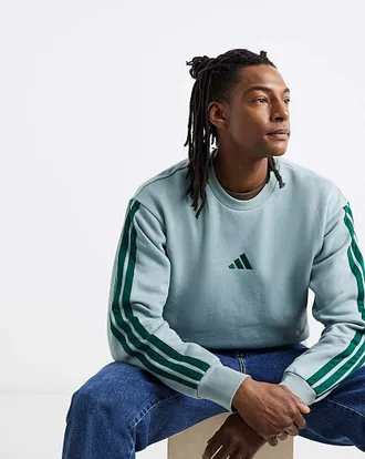 adidas 3 Stripes Fleece Crew Sweatshirt