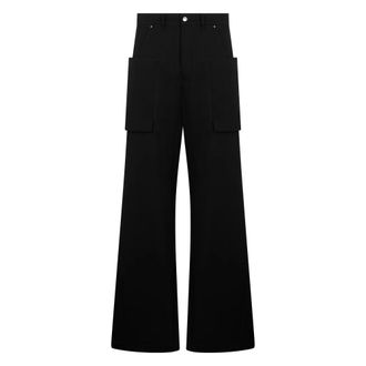 Rick Owens Wide Trousers, male, Black, Size: W32 Palazzo Pants with Pockets