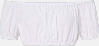 Dolce & Gabbana Top cropped in cotone con scollo bardot