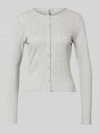 Pieces Slim Fit Cardigan aus Baumwoll-Viskose-Mix Modell MARIE in Hellgrau, Gr&ouml;&szlig;e XL