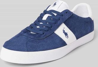 Polo Ralph Lauren Ledersneaker mit Logo-Stitching Modell COURT in Dunkelblau, Größe 40