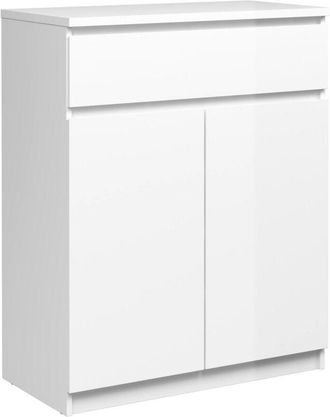 Dmora Dmora - Aparador Con Puertas Y Un Caj&oacute;n, Blanco Brillo, 80 X 100 X 41 Cm, Con Embalaje Reforzado