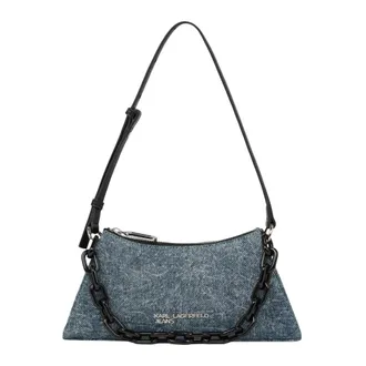 Karl Lagerfeld Shoulder Bags, female, Blue, Size: ONE SIZE Denim Chain Shoulder Bag