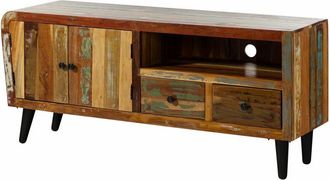 Massivmoebel24 sixties 116 Mobile tv in legno riciclato - laccato / multicolore 160x45x70