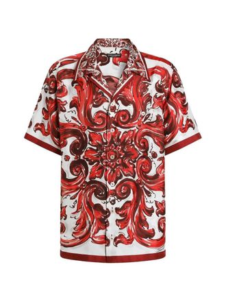 Dolce & Gabbana Hawaiihemd aus Seidentwill mit Majolika-Print
