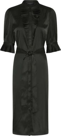 Bruuns Bazaar Chantus BBWickaya Midi Jurk - Dames - Shirt Kleedjes - Zwart - XL - Satijn - Kleedjes