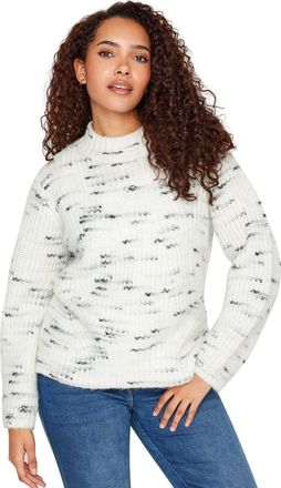 M&Co Womens Space Dye Ribbed Knit Jumper - Womens White