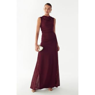BWLDR Avena Maxi Dress in Burgundy at Nordstrom, Size 6