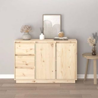 Berkfield Home Sideboard 111x34x75 cm Solid Wood Pine in Light Brown | Size: 111 x 34 x 75 cm