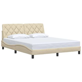 vidaXL Giroletto Senza Materasso Crema 160x200 Cm In Tessuto - Vidaxl