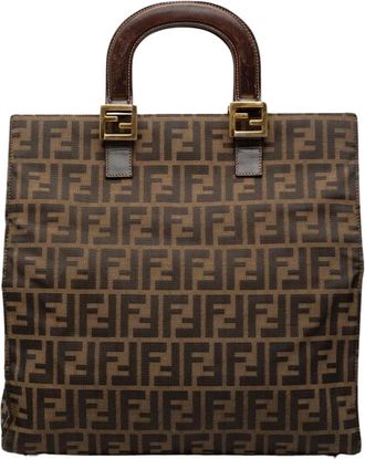 Fendi Pre-owned Tote Bags, female, Brown, Size: ONE SIZE Pre-owned Printed Top Handle Bag