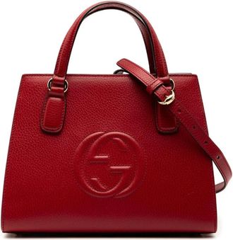 Gucci Pre-owned Handbags, female, Red, Size: ONE SIZE Pre-owned Leather Top Handle Bag