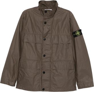 Stone Island Waxed Field Jacket - Heren - Zomerjassen - Bruin - XL - Katoen - Jassen