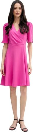 DKNY Jurk met V-hals en Korte Mouwen - Dames - Feestkleedjes - Roze - M - Kleedjes