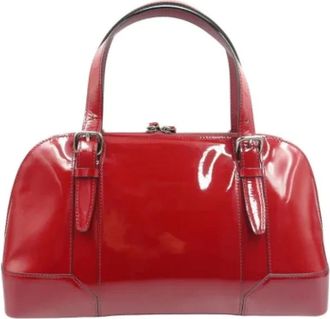 Burberry Pre-owned Handbags, female, Red, Size: ONE SIZE Pre-owned Leather totes