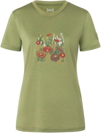 super.natural Flower Field Bio Jersey Tee Merinoshirt f&uuml;r Damen | sage / various