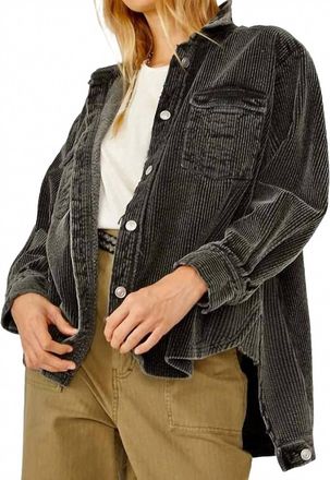 Free People Dawn Break Shacket In Washed Black