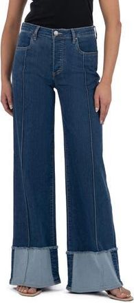 Kut from the Kloth Margo Cuffed Pintuck Wide Leg Jeans in Persist at Nordstrom Rack, Size 10