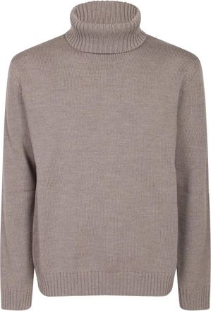 Incotex Geribbelde coltrui - Heren - Coltruien - Beige - L - Wol - Truien & Vesten